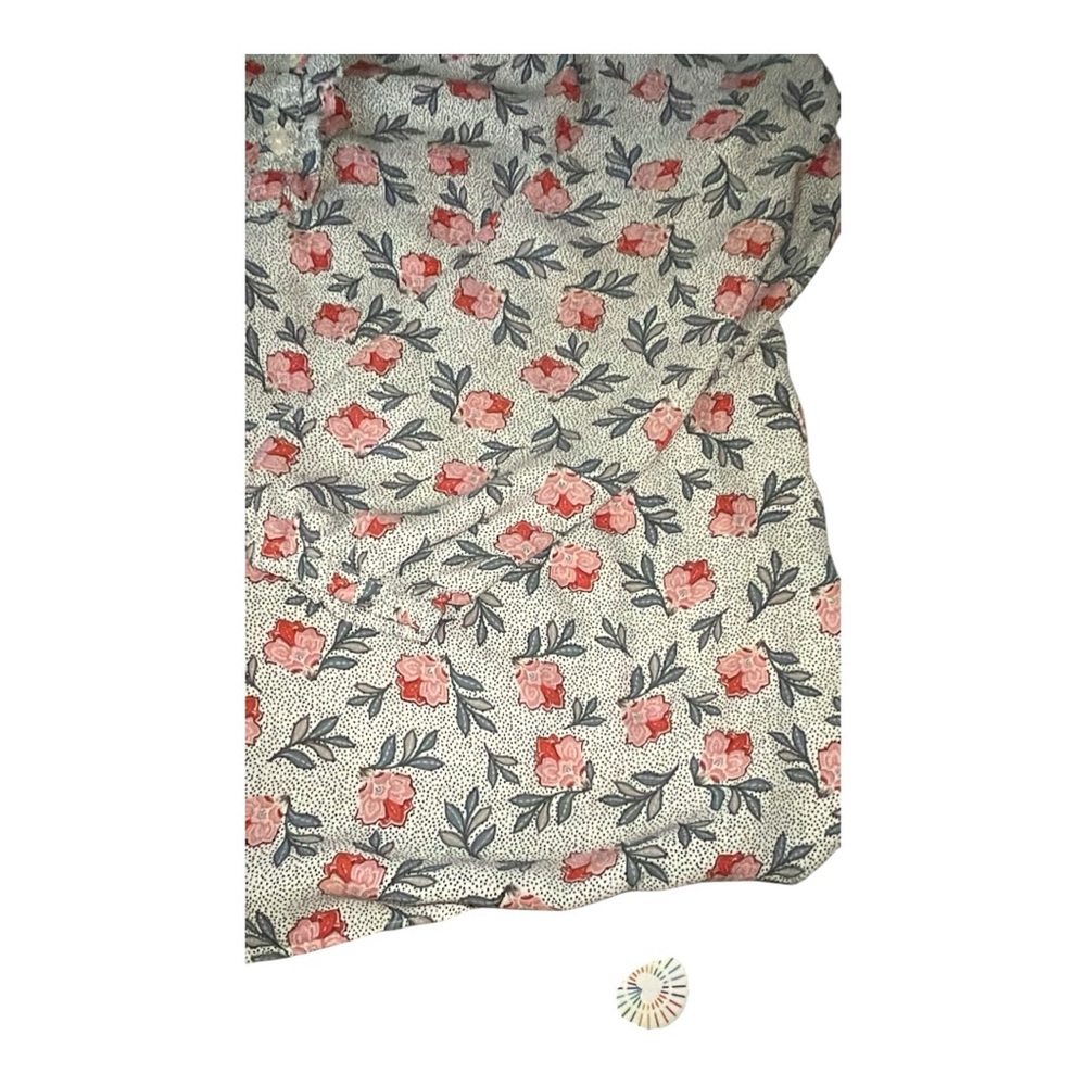 LOFT Floral Peasant Blouse Size SP Petite Small Pink Cottagecore Top - Picture 3 of 11